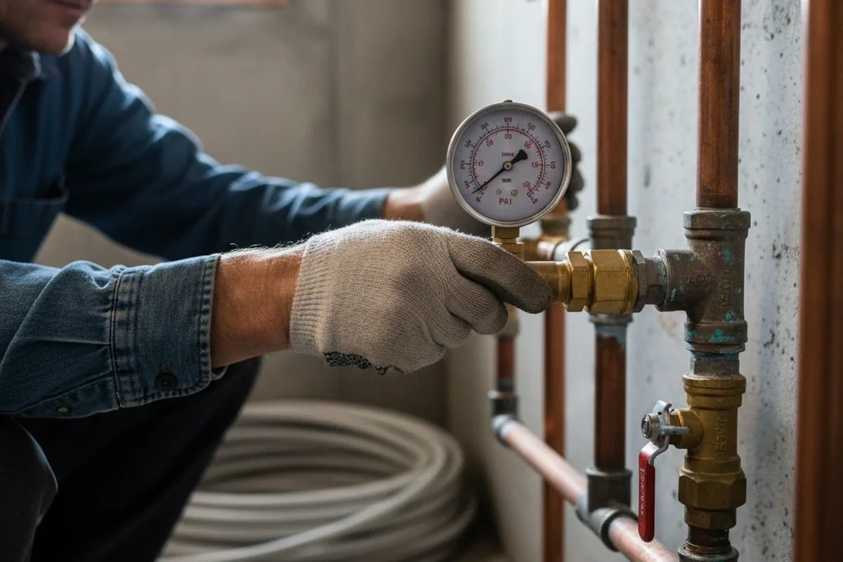 Pressure testing a repaired line during Water Line Repair in Murphys