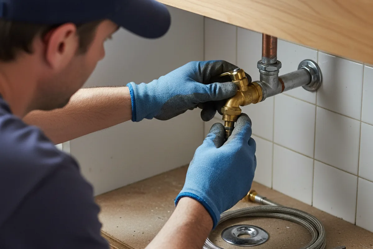 Shutoff valve and fitting work during Burst Pipe Repair in Murphys